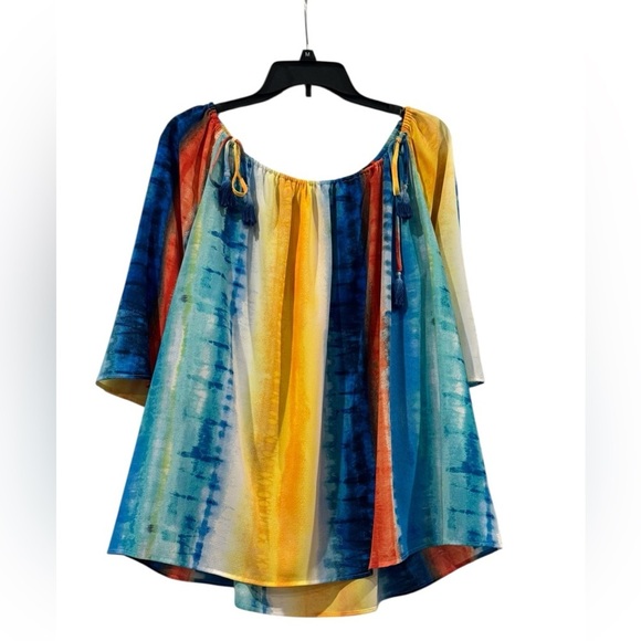 Rafaella Tops - Women’s Rafaella Multicolored Tie Dye Tunic Top: Size M